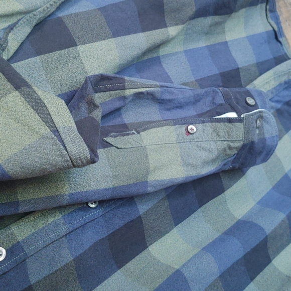 Timberland Plaid 100% Organic Cotton Blue , Green,Black Long Sleeve Button up M - Picture 9 of 15